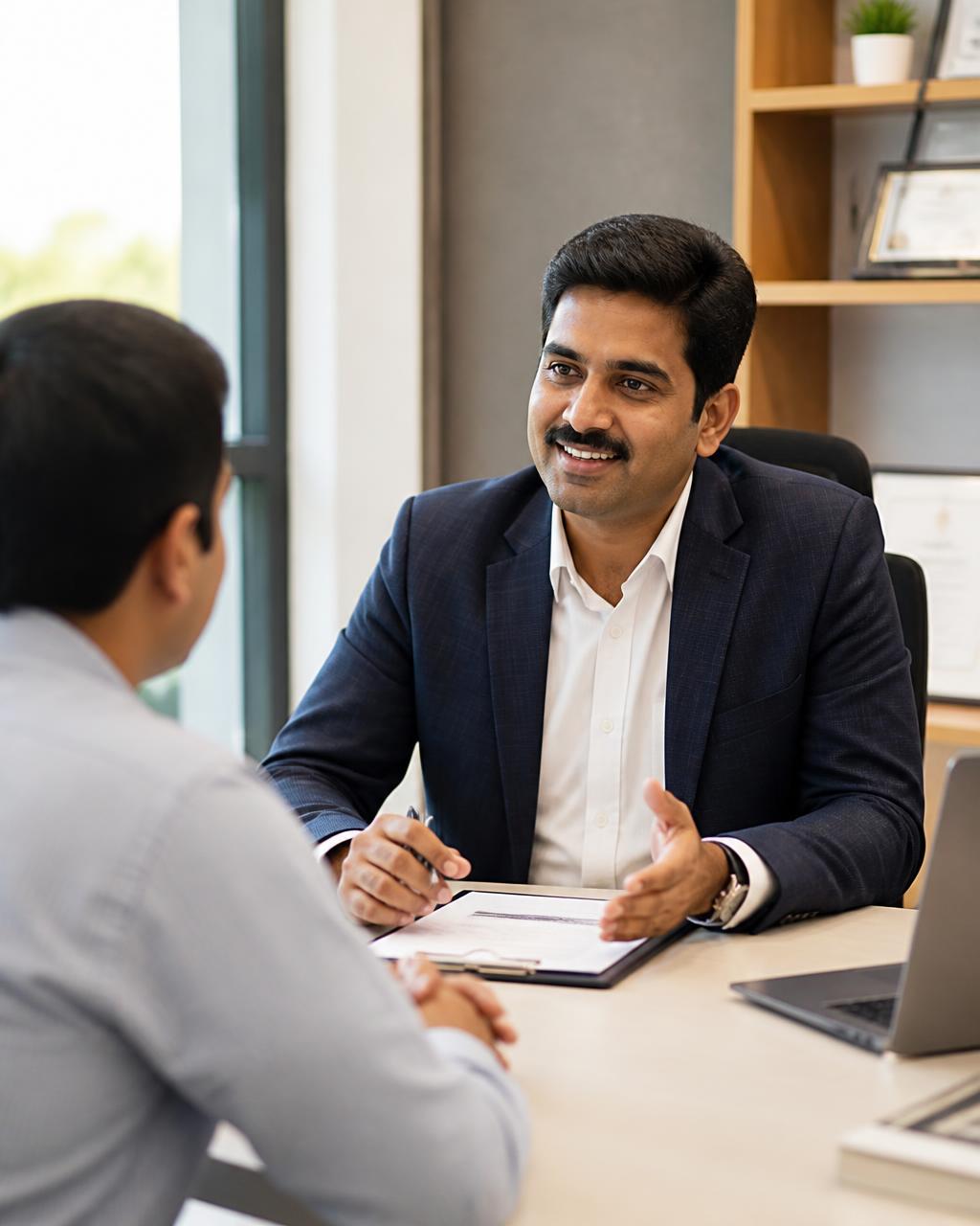 Insurance advisor reviewing coverage options with a client